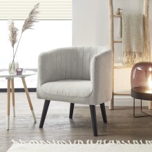 Loungesessel >PAUL< Nosag-Federung, Massivholzfüße, Bezug silber - 61x82x58 (BxHxT)