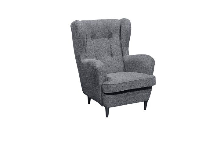 Ohrensessel >OSKAR< Massivholzfüße, Nosagfederkern, Bezug anthrazit - 78x102x98 (BxHxT)