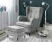 Fußhocker >OSKAR< in grey, Stoffbezug, weich, 100% Polyester - 63x43x42 (BxHxT)