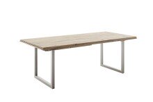 Kulissen-Esstisch >BROOKLYN< in Bianco geölt / Edelstahl - 280x73x100 (BxHxT)