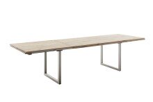 Kulissen-Esstisch >BROOKLYN< in Bianco geölt / Edelstahl - 280x73x100 (BxHxT)