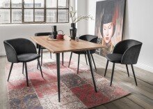 Esstisch >9204-140< Gestell Metall schwarz, Platte Massivholz Akazie - 140x90x78cm (LxBxH)