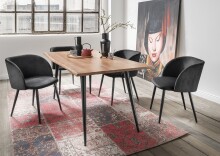 Esstisch >9204-180< Gestell Metall schwarz, Platte Massivholz Akazie - 180x90x78cm (LxBxH)