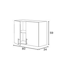 Hängeschrank >KIRA< in Weiß glänzend/Mattweiß - 80x59x34 (BxHxT)