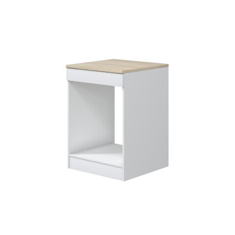 Herdumbauschrank >KIRA< in Weiß glänzend/Mattweiß - 60x90x60 (BxHxT)