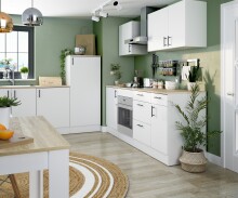 Herdumbauschrank >KIRA< in Weiß glänzend/Mattweiß - 60x90x60 (BxHxT)