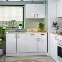 Herdumbauschrank >KIRA< in Weiß glänzend/Mattweiß - 60x90x60 (BxHxT)
