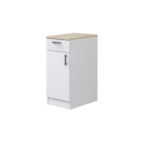 Unterschrank >KIRA< in Weiß glänzend/Mattweiß - 40x90x60 (BxHxT)