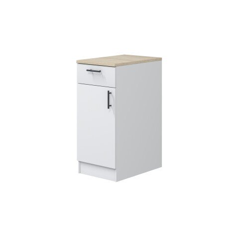 Unterschrank >KIRA< in Weiß glänzend/Mattweiß - 40x90x60 (BxHxT)