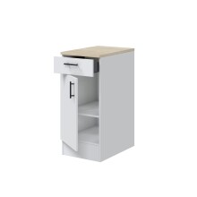 Unterschrank >KIRA< in Weiß glänzend/Mattweiß - 40x90x60 (BxHxT)