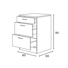 Unterschrank >KIRA< in Weiß glänzend/Mattweiß - 60x90x60 (BxHxT)