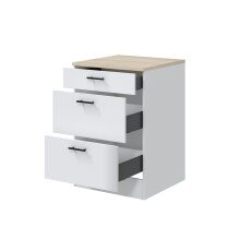 Unterschrank >KIRA< in Weiß glänzend/Mattweiß - 60x90x60 (BxHxT)