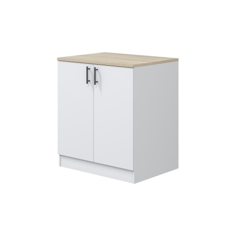 Spülenunterschrank >KIRA< in Weiß glänzend/Mattweiß - 80x90x60 (BxHxT)