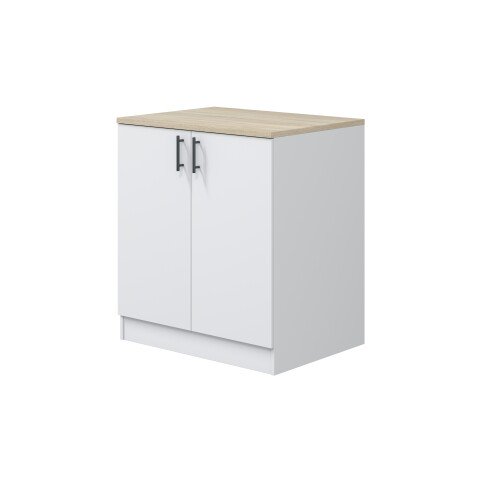 Spülenunterschrank >KIRA< in Weiß glänzend/Mattweiß - 80x90x60 (BxHxT)