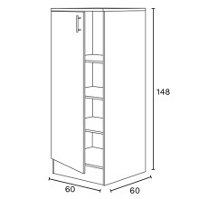 Hochschrank >KIRA< in Weiß glänzend/Mattweiß - 60x148x60 (BxHxT)