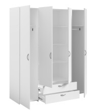Kleiderschrank >Daily 1< 2 Schubladen, 4 Türen, in Weiss - 160x185x51cm (BxHxT)