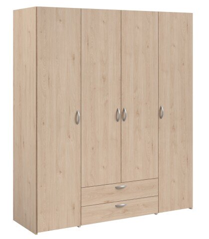 Drehtürenschrank >Daily 11< 4 Türen, 2 Schubladen, in Eiche Dekor - 160x185x51cm (BxHxT)