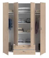 Drehtürenschrank >Daily 11< 4 Türen, 2 Schubladen, in Eiche Dekor - 160x185x51cm (BxHxT)