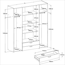 Drehtürenschrank >Daily 11< 4 Türen, 2 Schubladen, in Eiche Dekor - 160x185x51cm (BxHxT)