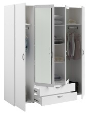 Drehtürenschrank >Daily 3< 4 Türen, 2x Spiegel, 2 Schübe, in Weiss - 160x185x51cm (BxHxT)