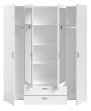 Drehtürenschrank >Daily 3< 4 Türen, 2x Spiegel, 2 Schübe, in Weiss - 160x185x51cm (BxHxT)