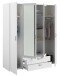Drehtürenschrank >Daily 3< 4 Türen, 2x Spiegel, 2 Schübe, in Weiss - 160x185x51cm (BxHxT)