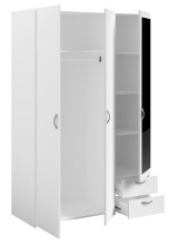 Drehtürenschrank >Daily 4< 3 Türen, 1x Spiegel, 2 Schübe, in Weiss - 120x185x51cm (BxHxT)