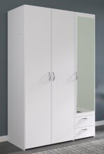 Drehtürenschrank >Daily 4< 3 Türen, 1x Spiegel, 2 Schübe, in Weiss - 120x185x51cm (BxHxT)