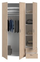 Drehtürenschrank >Daily 12< 3 Türen, 2 Schubladen, in Eiche Dekor - 120x185x51cm (BxHxT)