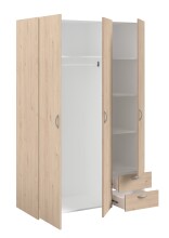 Drehtürenschrank >Daily 12< 3 Türen, 2 Schubladen, in Eiche Dekor - 120x185x51cm (BxHxT)
