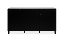 Sideboard >Albi< Vitrinen-Sideboard in Schwarz / Glas / Spiegel - 160x85x37,5cm (BxHxT)