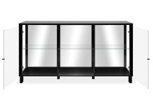 Sideboard >Albi< Vitrinen-Sideboard in Schwarz / Glas / Spiegel - 160x85x37,5cm (BxHxT)