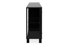 Sideboard >Albi< Vitrinen-Sideboard in Schwarz / Glas / Spiegel - 160x85x37,5cm (BxHxT)