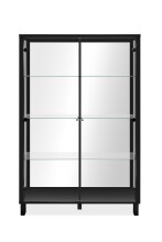 Vitrine >Albi< in Schwarz / Glas / Spiegel -...