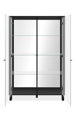 Vitrine >Albi< in Schwarz / Glas / Spiegel - 100x150x33cm (BxHxT)