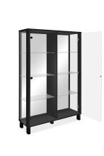 Vitrine >Albi< in Schwarz / Glas / Spiegel - 100x150x33cm (BxHxT)