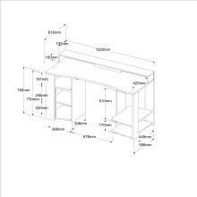Gamingtisch >Gaming 2< (Set) inkl. Regal, LED-Beleuchtung, Dekor schwarz - 152x87x62cm BxHxT)
