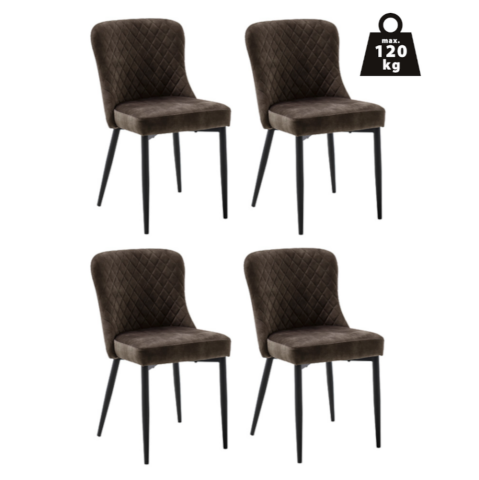 Esszimmerstuhl >ABOSHI< (4er Set) Taschenfederkern, Bezug Anthrazit - 46x85x58 (BxHxT)