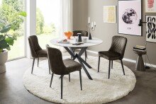 Esszimmerstuhl >ABOSHI< (4er Set) Taschenfederkern, Bezug Anthrazit - 46x85x58 (BxHxT)
