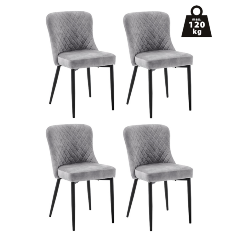 Esszimmerstuhl >ABOSHI< (4er Set) Taschenfederkern, Bezug Grau - 46x85x58 (BxHxT)