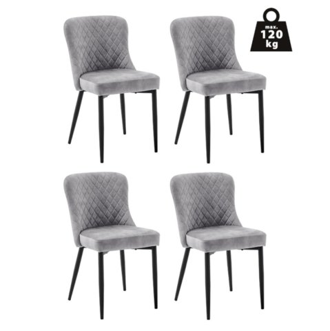 Esszimmerstuhl >ABOSHI< (4er Set) Taschenfederkern, Bezug Grau - 46x85x58 (BxHxT)