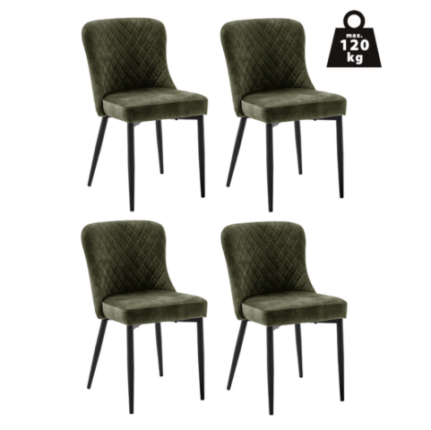 Esszimmerstuhl >ABOSHI< (4er Set) Taschenfederkern, Bezug Olive- 46x85x58 (BxHxT)