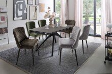 Esszimmerstuhl >ABOSHI< (4er Set) Taschenfederkern, Bezug Olive- 46x85x58 (BxHxT)