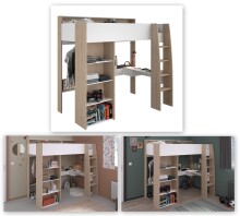 Hochbett >Shelter 11< in Eiche / Weiss -...