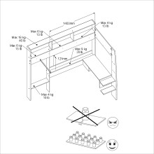 Hochbett >Shelter 11< in Eiche / Weiss - 204x193x132cm (BxHxT)