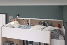 Hochbett >Shelter 11< in Eiche / Weiss - 204x193x132cm (BxHxT)