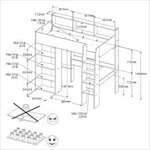 Hochbett >Shelter 11< in Eiche / Weiss - 204x193x132cm (BxHxT)