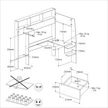 Hochbett >Shelter 11< in Eiche / Weiss - 204x193x132cm (BxHxT)