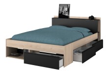 Stauraumbett >Most 8< in Schwarz / Jackson Eiche -...
