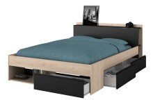 Stauraumbett >Most 8< in Schwarz / Jackson Eiche -...